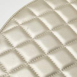 Pre Owned Chanel Metallic Light Gold Quilted Leather Flap Clutch