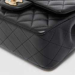 Chanel Black Quilted Leather Mini Rectangular Top Handle Bag