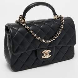 Chanel Black Quilted Leather Mini Rectangular Top Handle Bag