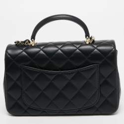Chanel Black Quilted Leather Mini Rectangular Top Handle Bag