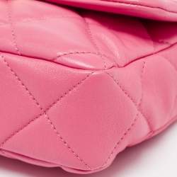 Pre Owned Chanel Pink Quilted Leather Mini Heart Flap Bag