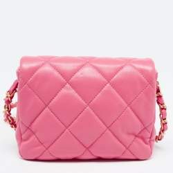 Pre Owned Chanel Pink Quilted Leather Mini Heart Flap Bag