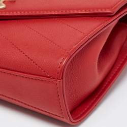 Pre Owned Chanel Red Chevron Leather Coco Waist Belt Bag