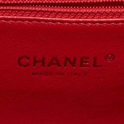Pre Owned Chanel Red Chevron Leather Coco Waist Belt Bag