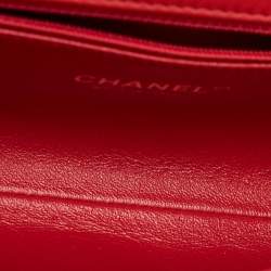 Pre Owned Chanel Red Chevron Leather Coco Waist Belt Bag