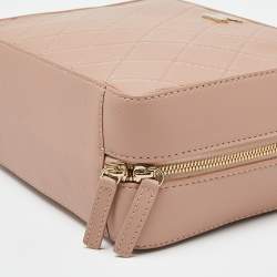 Pre Owned Chanel Dusty Pink Quilted Leather Travel Kit Vanity Case Bag 