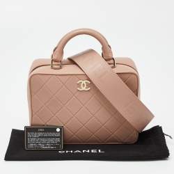 Pre Owned Chanel Dusty Pink Quilted Leather Travel Kit Vanity Case Bag 