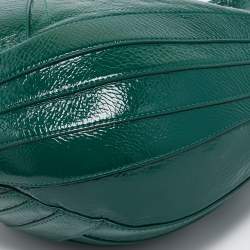 Pre Owned Chanel Green Crumpled Patent Leather Droplet Bag