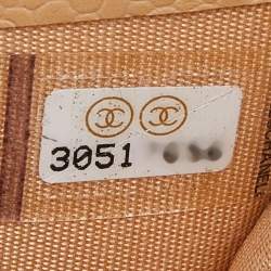 Chanel Beige Quilted Caviar Leather CC Logo Card Holder 