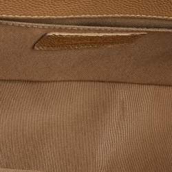 Pre Owned Chanel Beige Quilted Caviar Leather Medium Boy Flap Bag