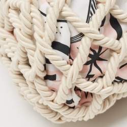 Pre Owned Chanel Multicolor Printed Fabric and Rope Shopper Tote