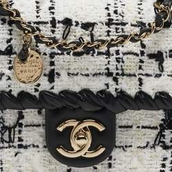 Pre Owned Chanel Black/White Tweed and Leather Mini My Own Frame Flap Bag 
