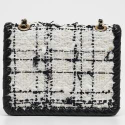 Pre Owned Chanel Black/White Tweed and Leather Mini My Own Frame Flap Bag 