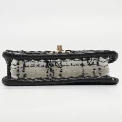 Pre Owned Chanel Black/White Tweed and Leather Mini My Own Frame Flap Bag 