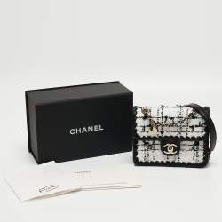Pre Owned Chanel Black/White Tweed and Leather Mini My Own Frame Flap Bag 