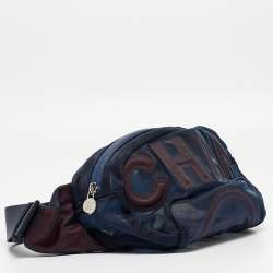 Pre Owned Chanel Navy Blue Mesh Nylon CC Waist Bag