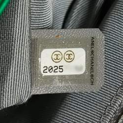 Pre Owned Chanel Metallic Green Quilted Leather New Medium Boy Bag