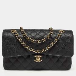 مملوكة مسبقًا Chanel Black Quilted Caviar Leather Medium Classic Double Flap Bag