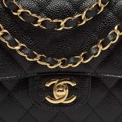 مملوكة مسبقًا Chanel Black Quilted Caviar Leather Medium Classic Double Flap Bag