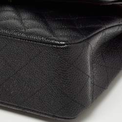 مملوكة مسبقًا Chanel Black Quilted Caviar Leather Medium Classic Double Flap Bag
