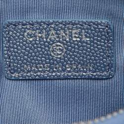 Chanel Blue Quilted Caviar Leather CC Zip Pouch