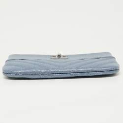 Chanel Blue Quilted Caviar Leather CC Zip Pouch