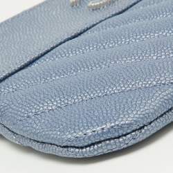 Chanel Blue Quilted Caviar Leather CC Zip Pouch