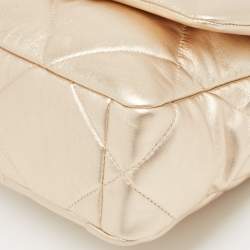 Pre Owned Chanel Metallic Gold Quilted Leather Small 19 Flap Bag
