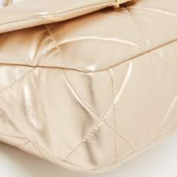 Pre Owned Chanel Metallic Gold Quilted Leather Small 19 Flap Bag
