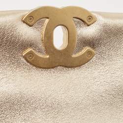 Pre Owned Chanel Metallic Gold Quilted Leather Small 19 Flap Bag