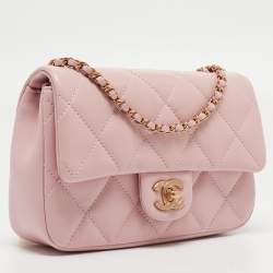 Chanel Pink Quilted Leather New Mini Heart Charm Classic Flap Bag