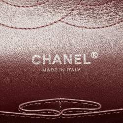 Pre Owned Chanel Burgundy Quilted Caviar Leather Jumbo Classic Double Flap Bag