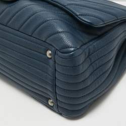 Pre Owned Chanel Blue Chevron Leather XXL Travel Flap Bag 