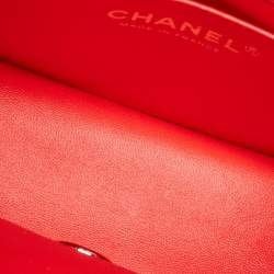 Pre Owned Chanel Red Quilted Leather Mini Monacoco Square Flap Bag 