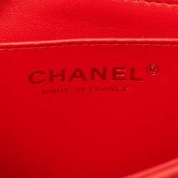 Pre Owned Chanel Red Quilted Leather Mini Monacoco Square Flap Bag 