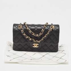Pre Owned Chanel Black Quilted Leather Small Classic Double Flap Bag