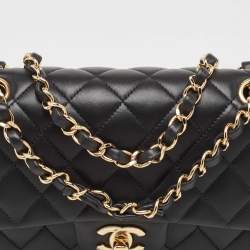 Pre Owned Chanel Black Quilted Leather Small Classic Double Flap Bag
