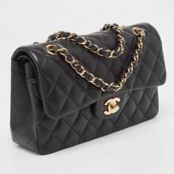 Pre Owned Chanel Black Quilted Leather Small Classic Double Flap Bag