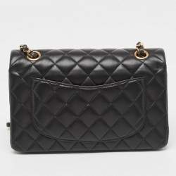 Pre Owned Chanel Black Quilted Leather Small Classic Double Flap Bag