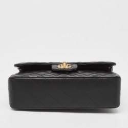 Pre Owned Chanel Black Quilted Leather Small Classic Double Flap Bag