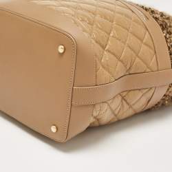 Chanel Brown Quilted Aged Leather and Tweed Large Casual Hobo