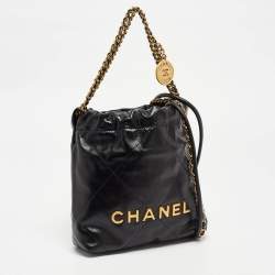 Pre Owned Chanel Black Quilted Leather Mini 22 Chain Bag