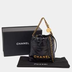 Pre Owned Chanel Black Quilted Leather Mini 22 Chain Bag