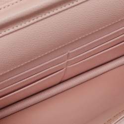 Chanel Peach Quilted Caviar Leather CC Flap Wallet on Chain