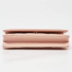 Chanel Peach Quilted Caviar Leather CC Flap Wallet on Chain