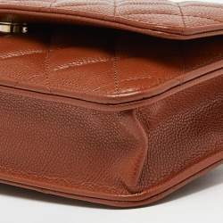 Chanel Brown Quilted Caviar Leather Classic Wallet on Chain