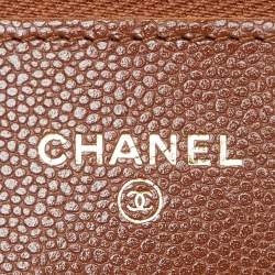 Chanel Brown Quilted Caviar Leather Classic Wallet on Chain