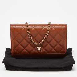 Chanel Brown Quilted Caviar Leather Classic Wallet on Chain