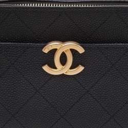 Pre Owned Chanel Black Quilted Caviar Leather Chic Affinity Belt Bag