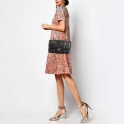 Pre Owned Chanel Metallic Tricolor Python Medium Classic Double Flap Bag 